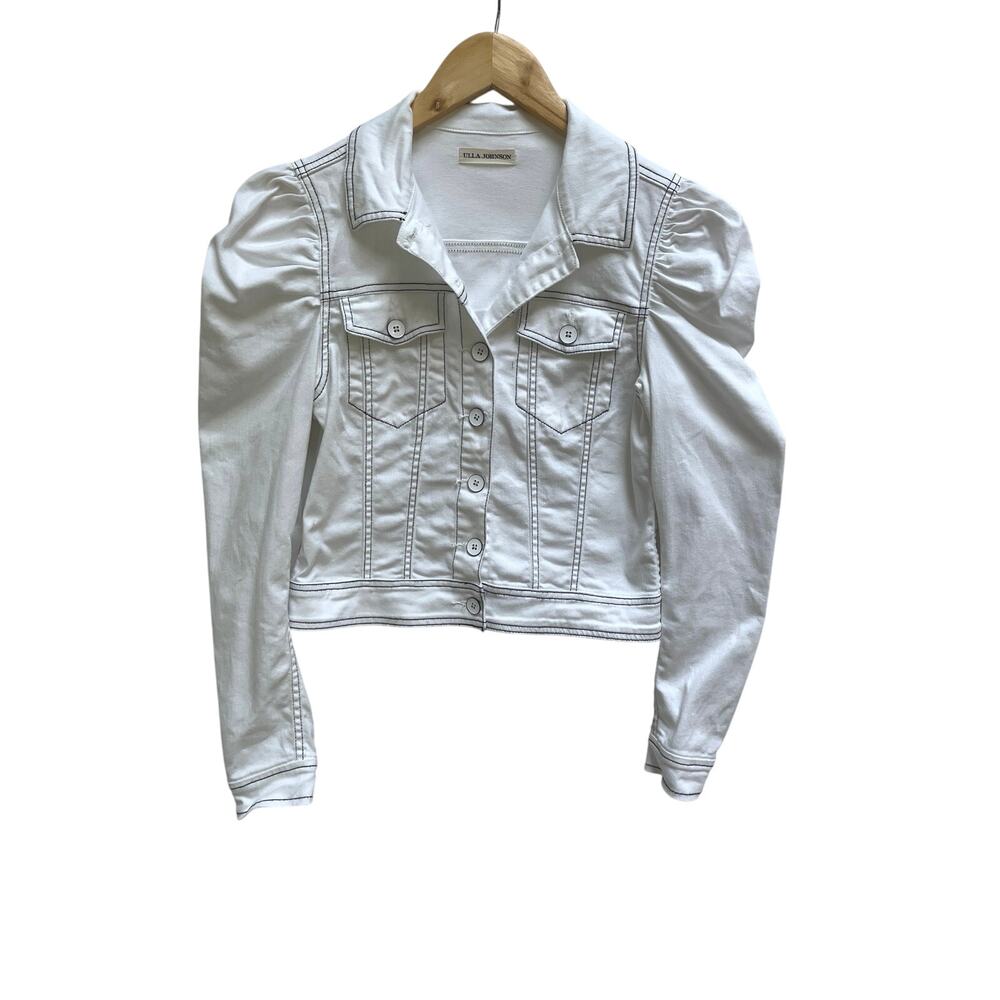 Ulla Johnson Denim Jacket White with blue stitching size 2